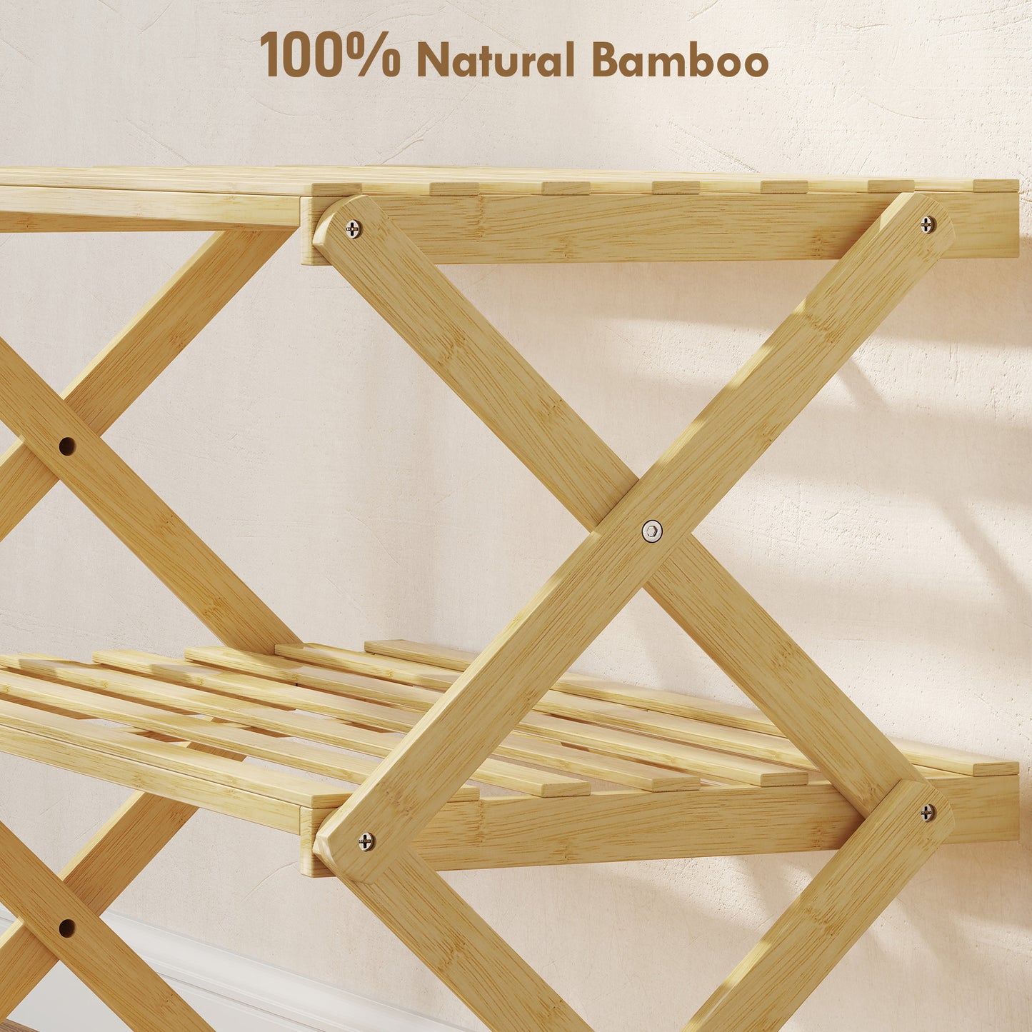 3-Tier Bamboo Shoe Rack, Folding Shoe Shelf, Holds up to 9 Pairs