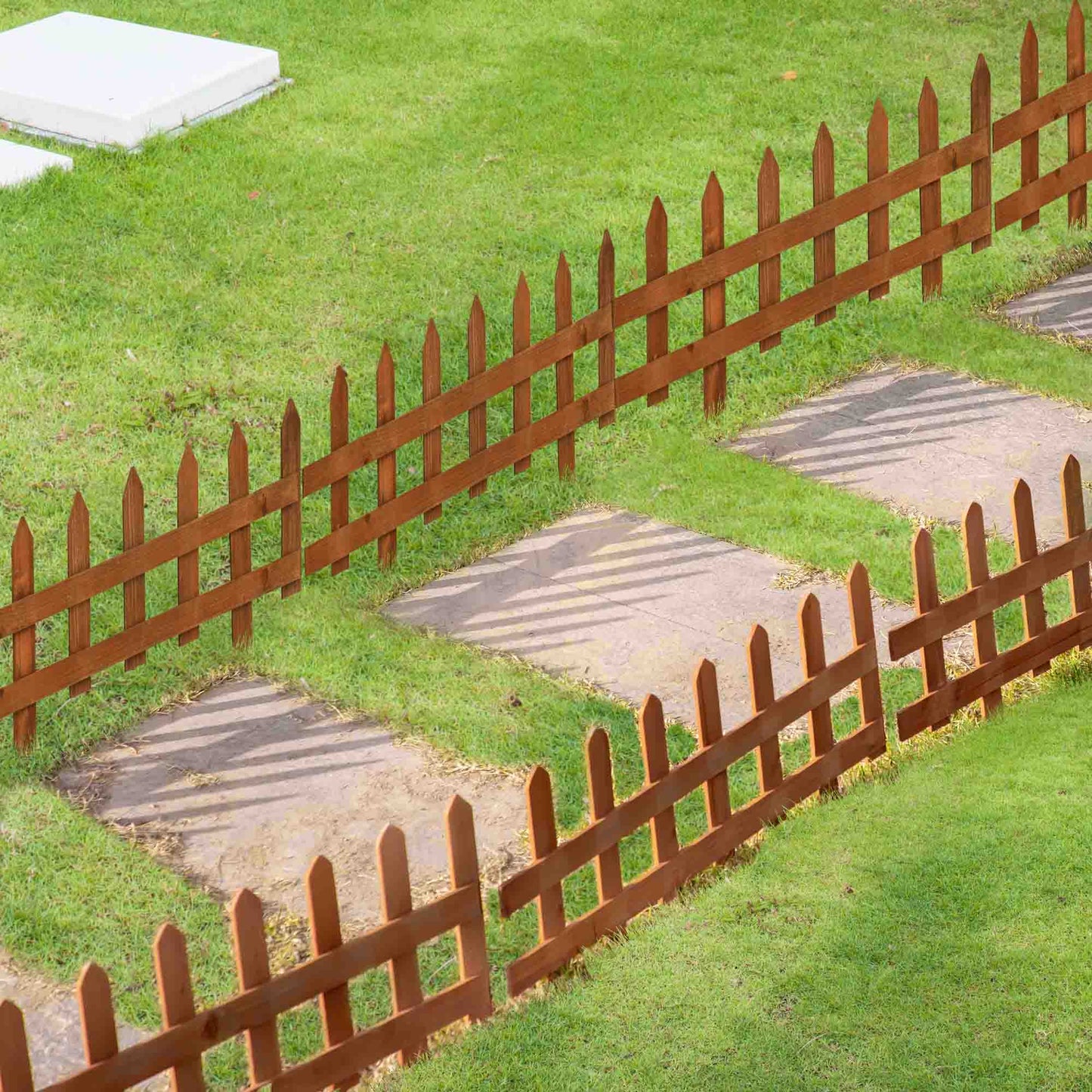 Pack of 12 Wooden Plant Border Fence Garden Fixed Picket Fence Brown