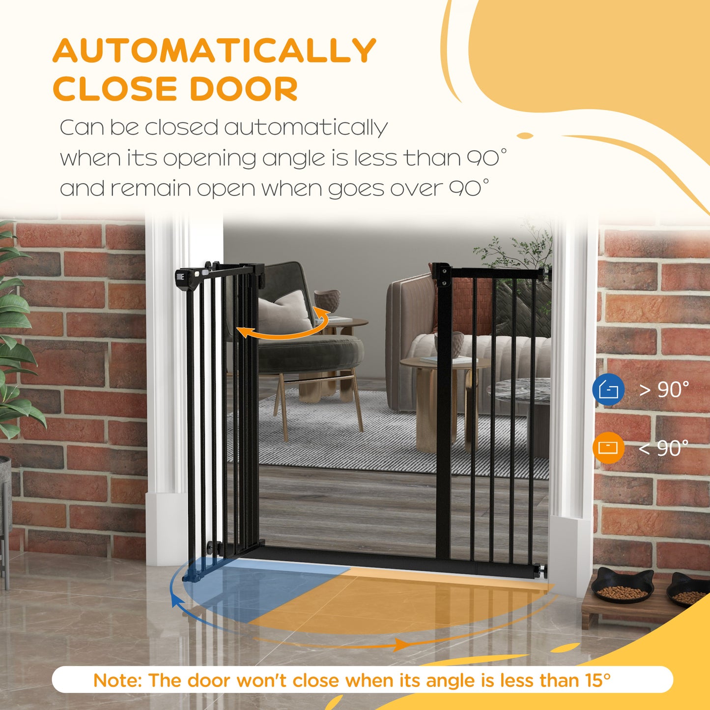 Metal 74-94cm Wide Adjustable Dog Gate Black