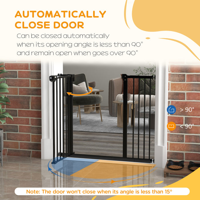 Metal 74-94cm Wide Adjustable Dog Gate Black