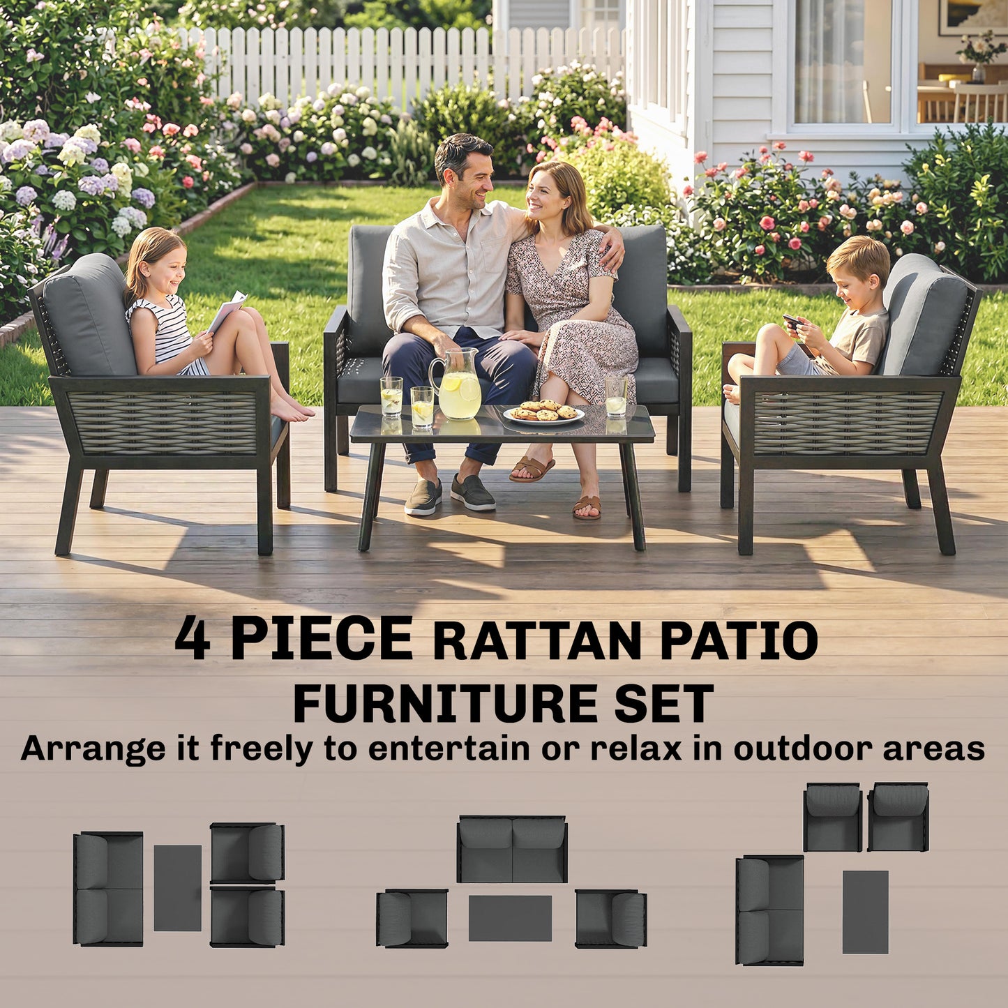Rattan Garden Furniture Set, Outdoor Furniture Conversation Set