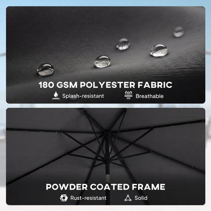 2.6 m Garden Parasol Umbrella with Light, Outdoor Patio Umbrella