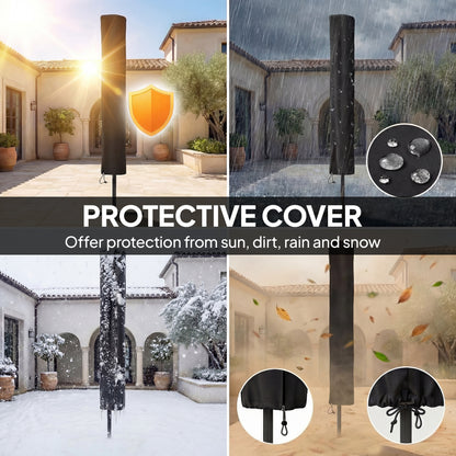 2.6 m Garden Parasol Umbrella with Light, Outdoor Patio Umbrella