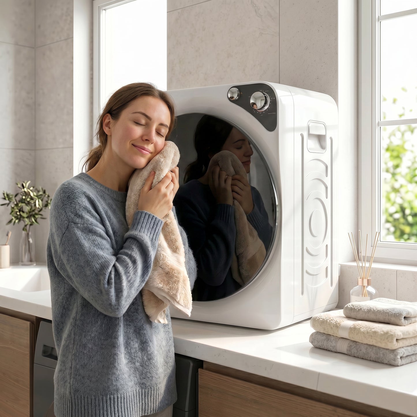 5kg Vented Tumble Dryer, 1000W Compact Tumble Dryer with 5 Drying Modes, Stainless Steel Tub, Freestanding Stackable Clothes Drying Machine, White