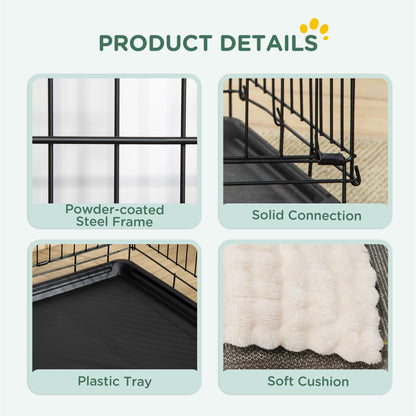Dog Crate with Two Doors, Tray, Soft Cushion, for Small Dogs, Black