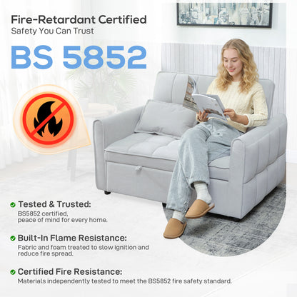 2 Seater Sofa Bed, 3-in-1 Sleeper Sofa with Adjustable Backrest