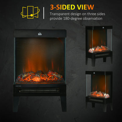 Charming Electric Fireplace Heater, Quiet Freestanding Stove, Black