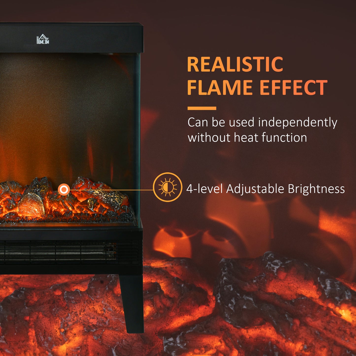 Charming Electric Fireplace Heater, Quiet Freestanding Stove, Black