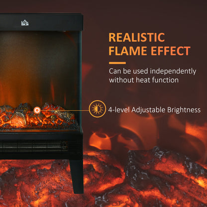Charming Electric Fireplace Heater, Quiet Freestanding Stove, Black