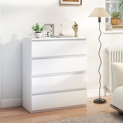 Chest of Drawers, 4-Drawer Storage Organiser Unit for Bedroom, Living Room, 80 x 39 x 95cm, White