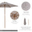 2.5m Wood Garden Parasol Sun Shade Patio Outdoor Wooden Umbrella Canopy Grey