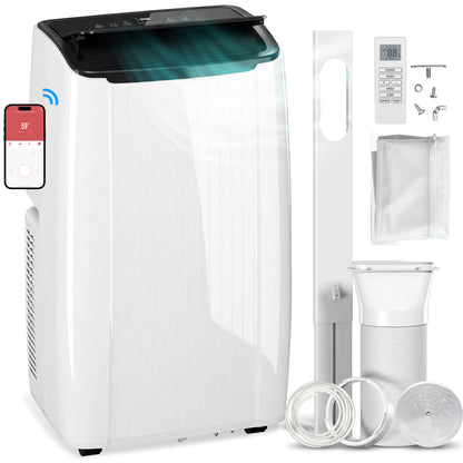 14000 BTU AC Unit, Portable Air Conditioner with WiFi Control, White