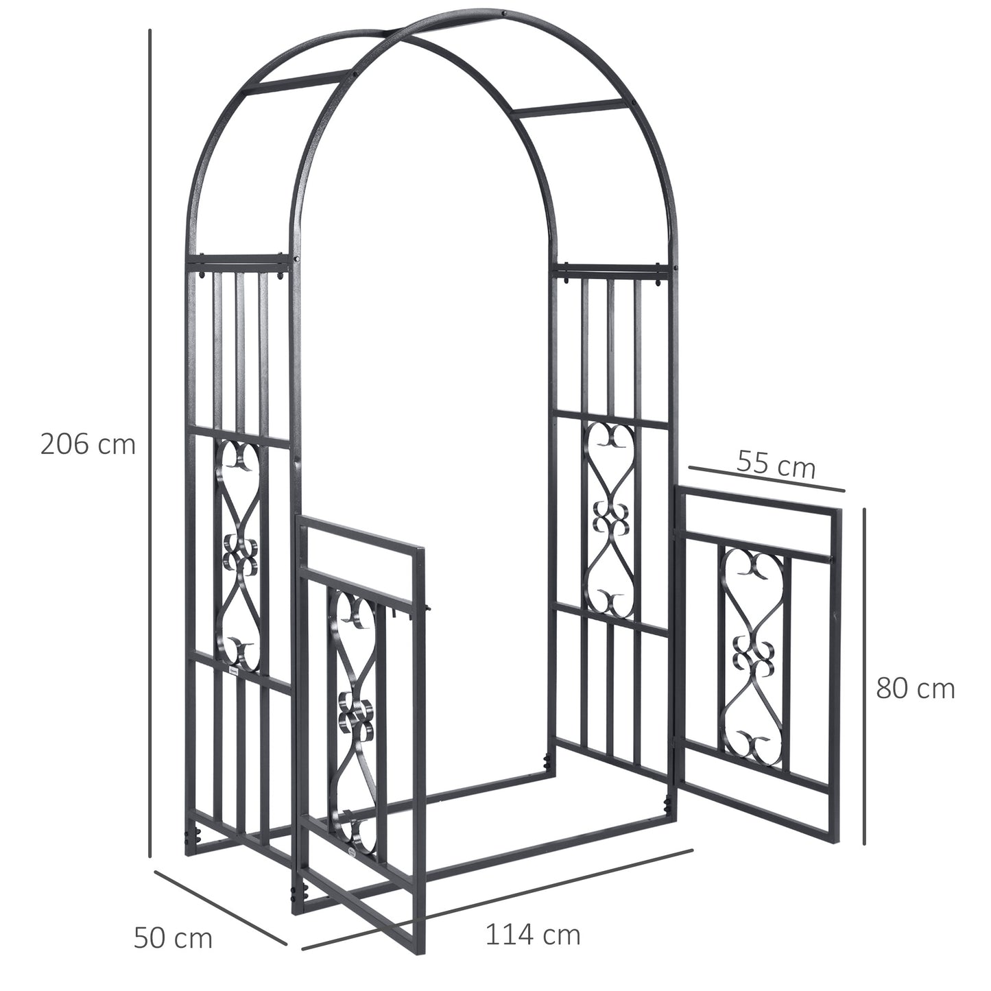 Metal Garden Arch with Double Gate, Garden Arbor Climbing Plants