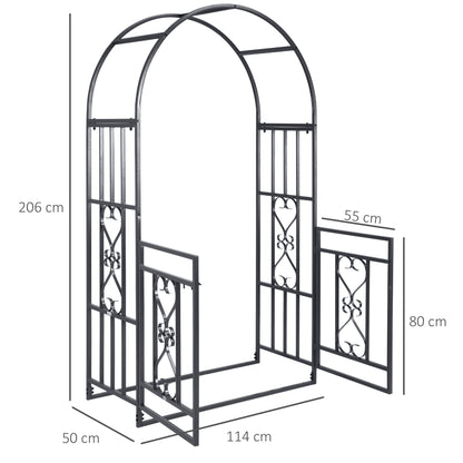Metal Garden Arch with Double Gate, Garden Arbor Climbing Plants