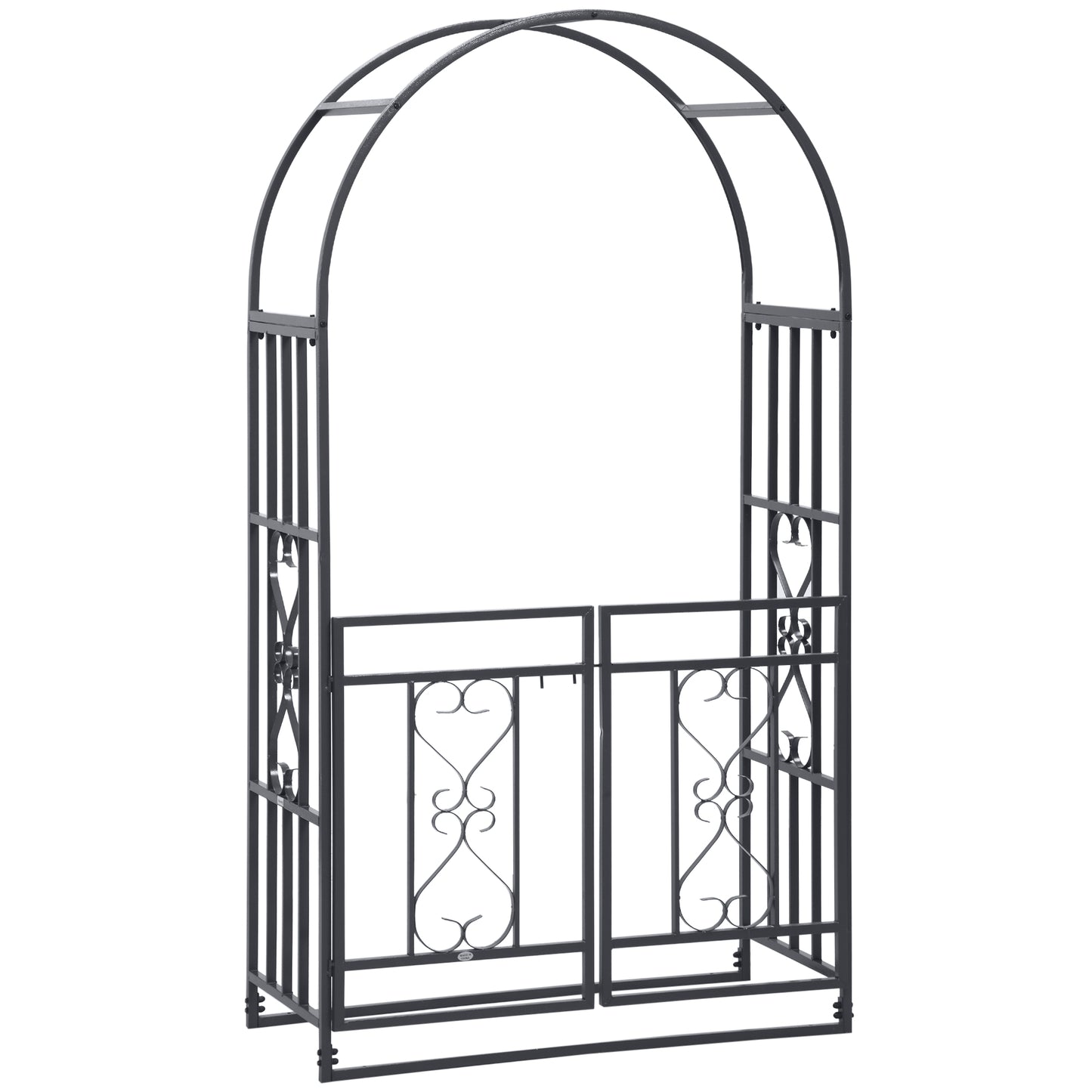 Metal Garden Arch with Double Gate, Garden Arbor Climbing Plants