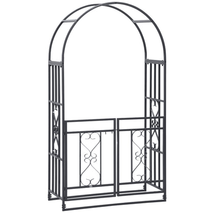 Metal Garden Arch with Double Gate, Garden Arbor Climbing Plants