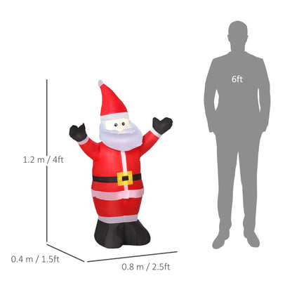 Inflatable 4ft Tall Santa Claus Xmas Decoration Airblown Welcoming Light
