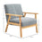 Accent Chair with Wood Frame Wide Seat Cashmere Armchair Grey