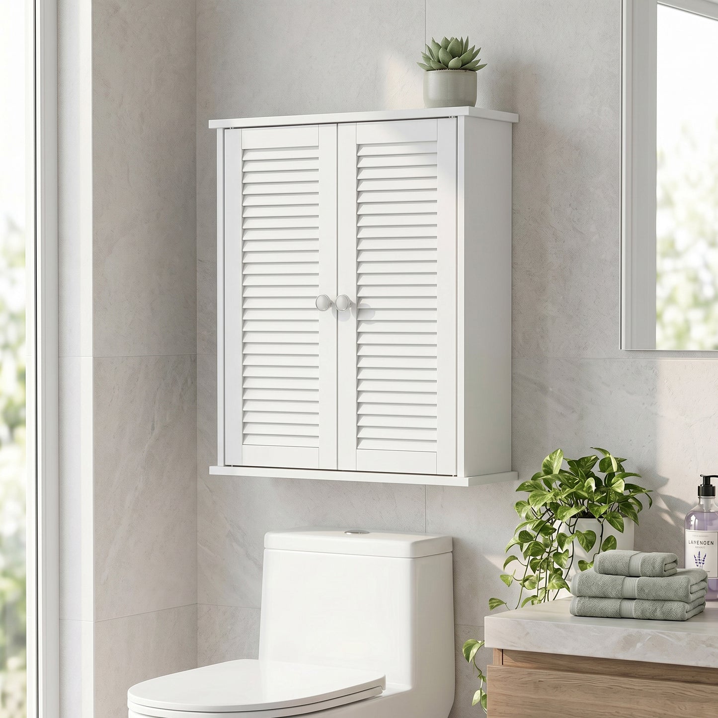 Bathroom Cabinet with Adjustable Shelf, White