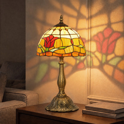Handcrafted Stained Glass Table Lamp (E27 Bulb Not Included) - Red