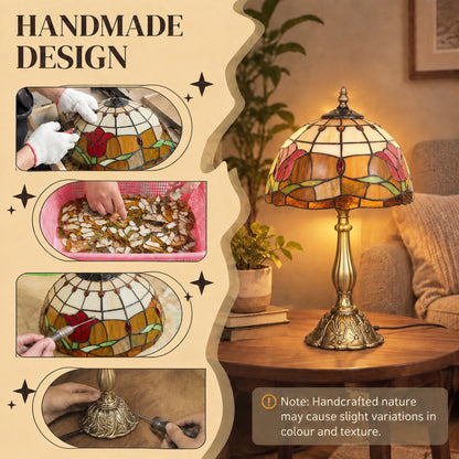 Handcrafted Stained Glass Table Lamp (E27 Bulb Not Included) - Red