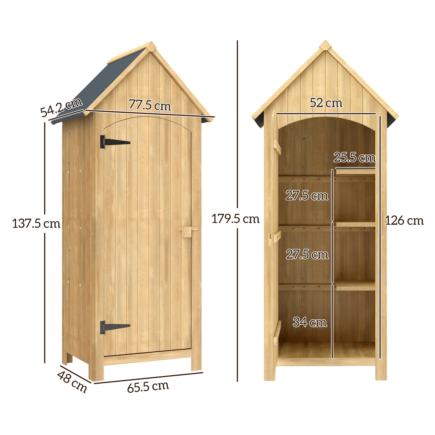 Wooden Small Garden Shed with 3 Shelves and Tilt Roof