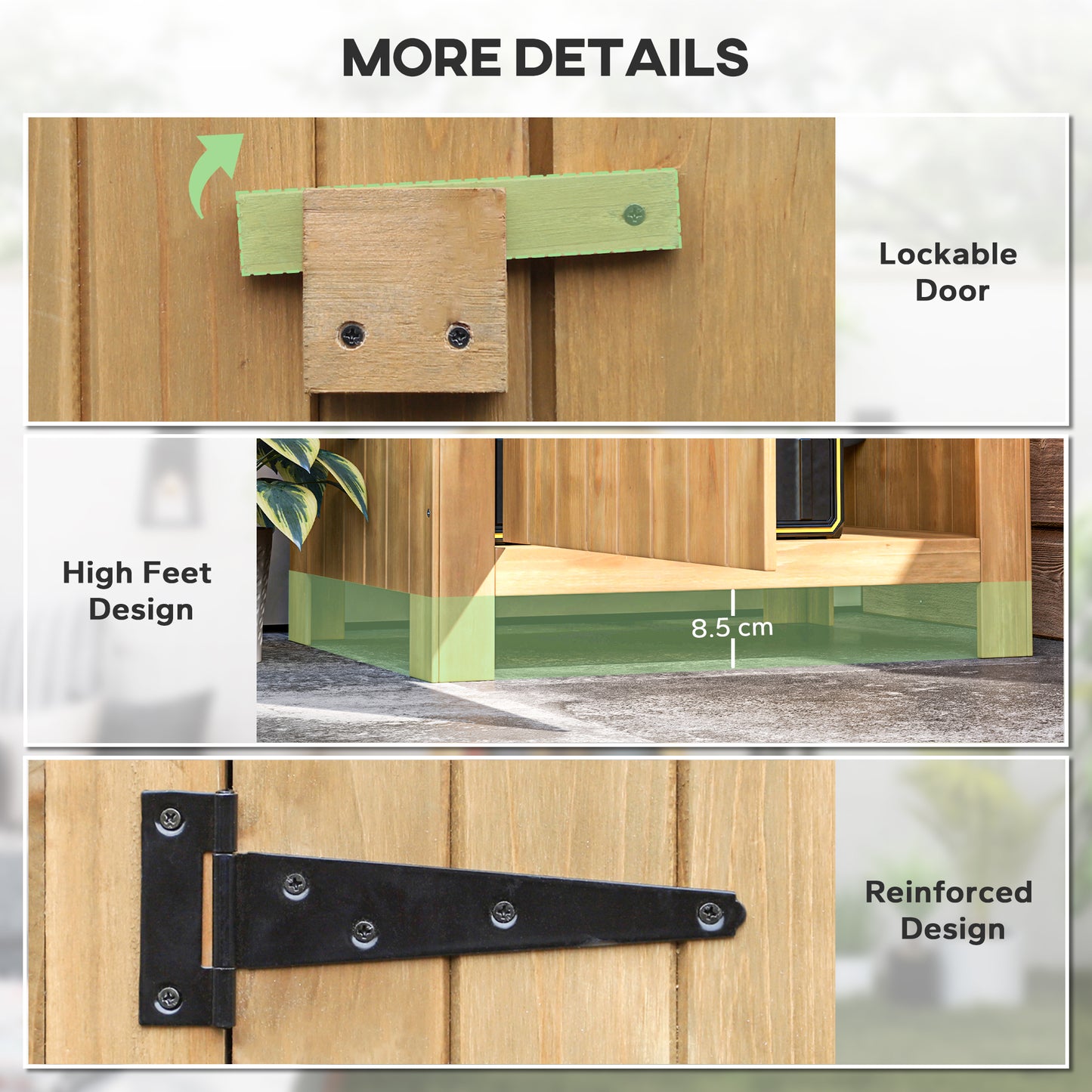 Wooden Small Garden Shed with 3 Shelves and Tilt Roof