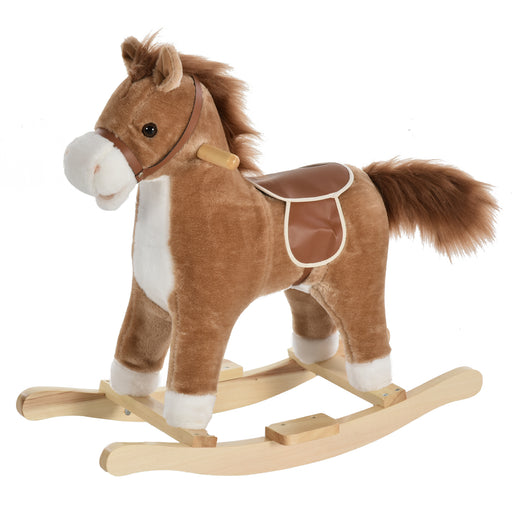 Kids Plush Rocking Horse w/ Moving Mouth Tail Sounds 18-36 Months Brown