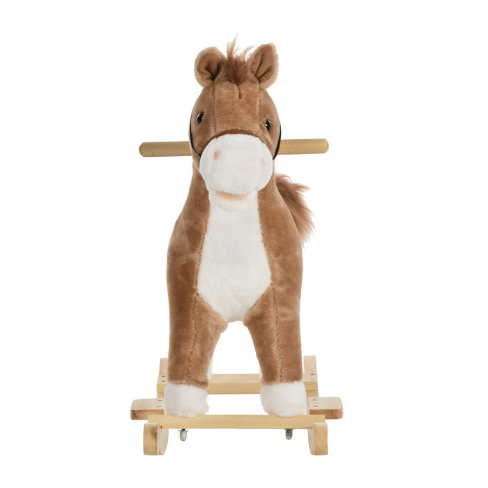 Kids Plush Rocking Horse w/ Moving Mouth Tail Sounds 18-36 Months Brown