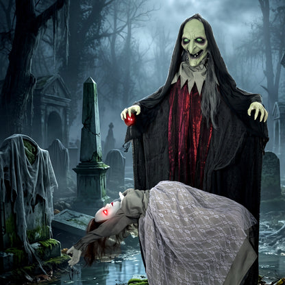 Halloween Animated Standing Witch with Floating Ghost Decoration