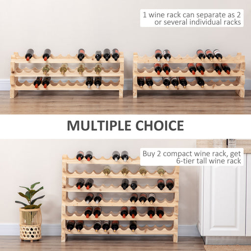 36 Bottle Shelf Wine Rack Holder Standing Holds Storage Fir Wood Cellar