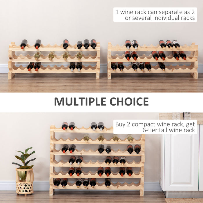 36 Bottle Shelf Wine Rack Holder Standing Holds Storage Fir Wood Cellar