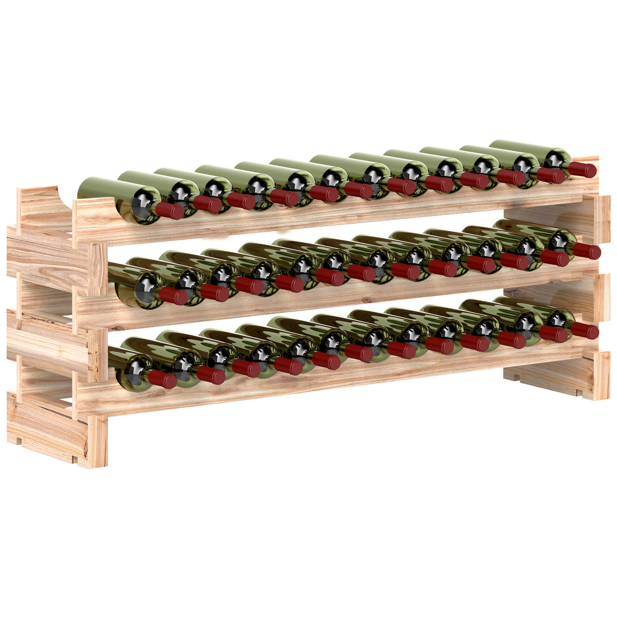 36 Bottle Shelf Wine Rack Holder Standing Holds Storage Fir Wood Cellar
