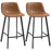 Bar Stools Set of 2, Industrial Kitchen Stool, Upholstered Bar Chairs with Back, Steel Legs, Brown