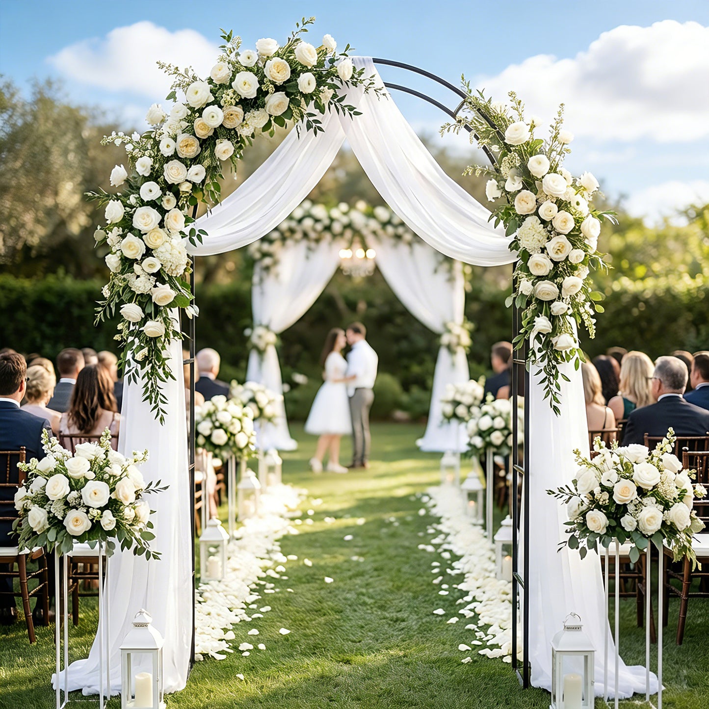 Garden Arch, 2.4 m High x 1.5 m Wide Metal Outdoor Wedding Arch