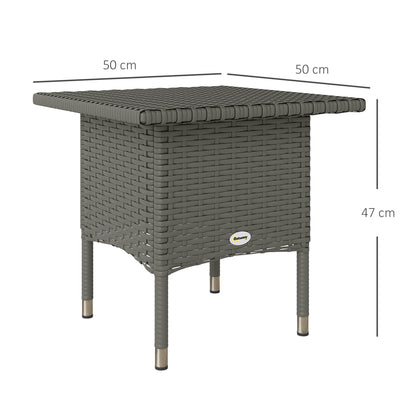 PE Rattan Outdoor Coffee Table, Easy Match Rattan Side Table, Grey