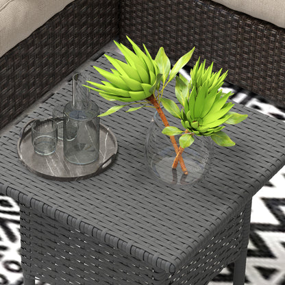 PE Rattan Outdoor Coffee Table, Easy Match Rattan Side Table, Grey