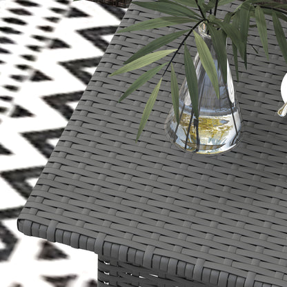 PE Rattan Outdoor Coffee Table, Easy Match Rattan Side Table, Grey
