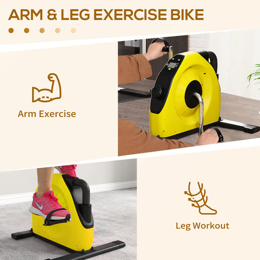 Mini Exercise Bik Under Desk Bike for Legs and Arms Workout, Yellow