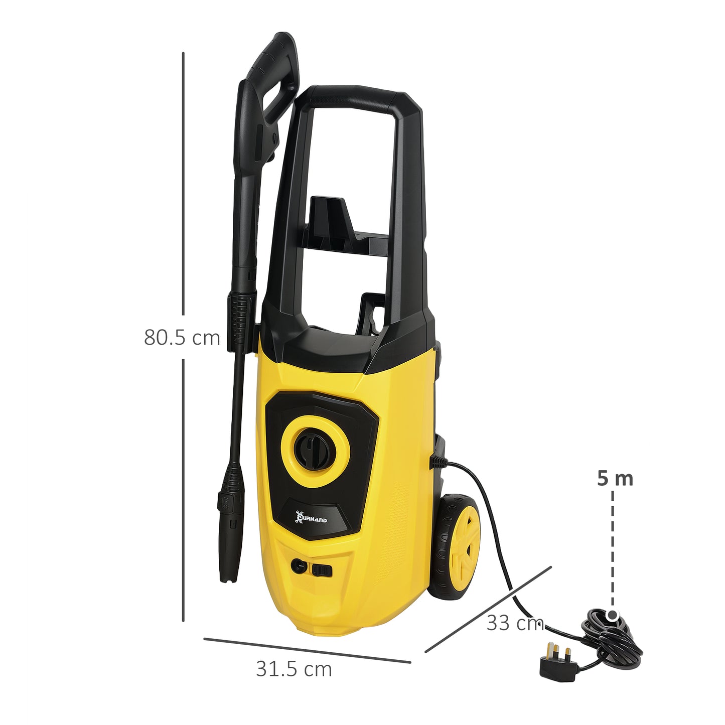 High-Performance Power Washer 1800W, 150 Bar, 510 L/h, Yellow