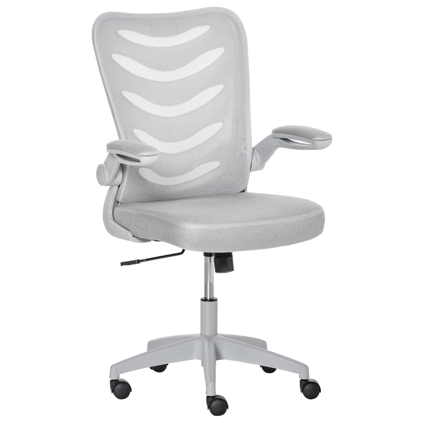 Mesh Office Chair for Home Swivel Task Desk Chair with Lumbar Back Support, Flip-Up Arm, Adjustable Height, Grey