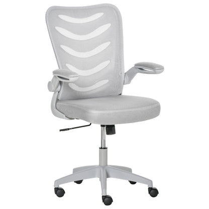 Mesh Office Chair for Home Swivel Task Desk Chair with Lumbar Back Support, Flip-Up Arm, Adjustable Height, Grey