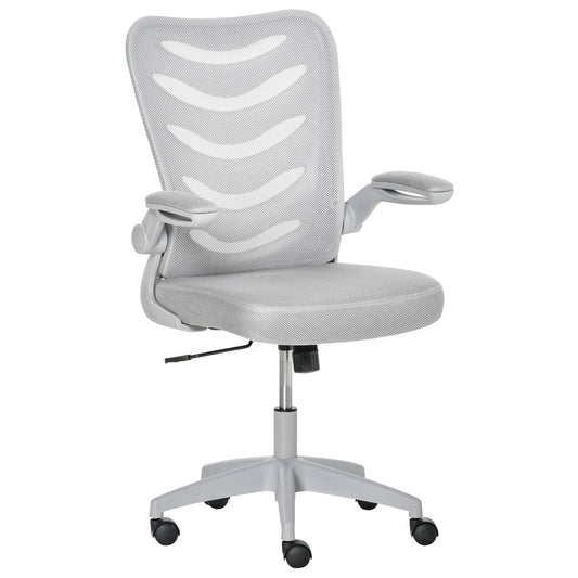 Mesh Office Chair for Home Swivel Task Desk Chair with Lumbar Back Support, Flip-Up Arm, Adjustable Height, Grey
