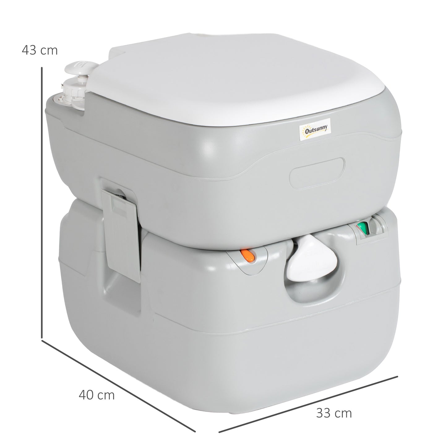 Portable Toilet with Detachable Tanks for Camping, Grey