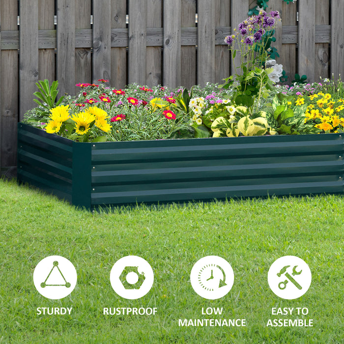 Metal Raised Garden Bed Planter Box Outdoor Planters for Growing Flowers, Herbs, Green, 241x90.5x30cm