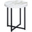 Round Side Table with Metal Legs, Modern End Table Bedside Table for Living Room, Bedroom, White