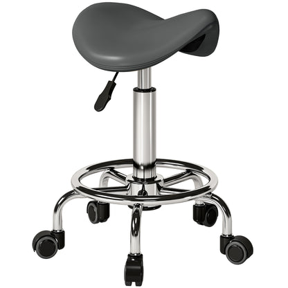 Saddle Chair, Rolling Salon Stool for Massage Spa, Grey