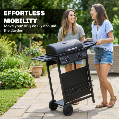 Gas Burner Barbecue Grill, Garden BBQ Grill with Warming Rack
