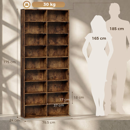 640 CD Storage Unit 360 DVD Storage Tower w/ 18 Compartments Rustic Brown