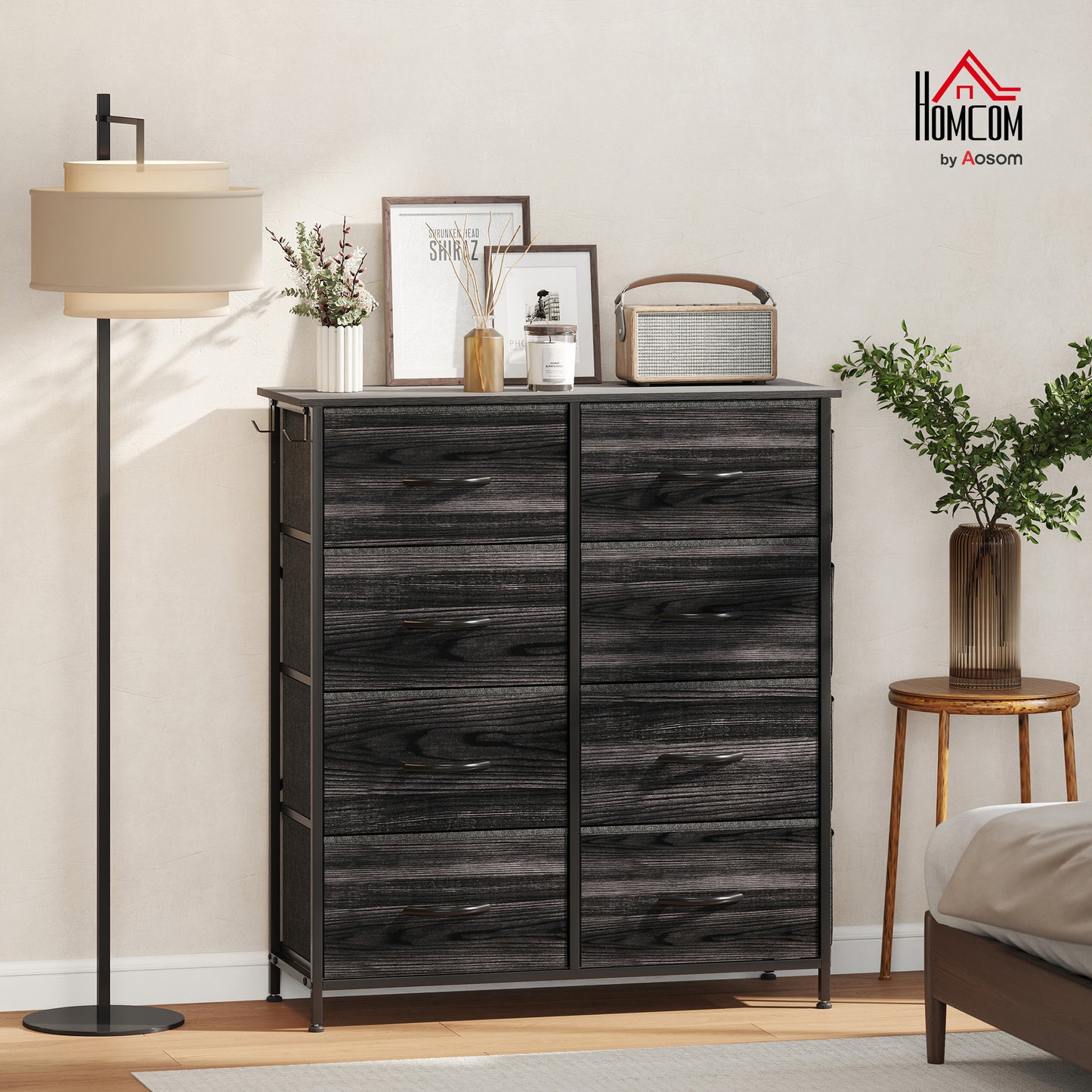 Fabric Chest of Drawers, 8 Drawer Dresser for Bedroom, Black